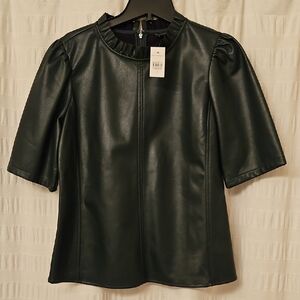 Ann Taylor Dark Green Leather TOP